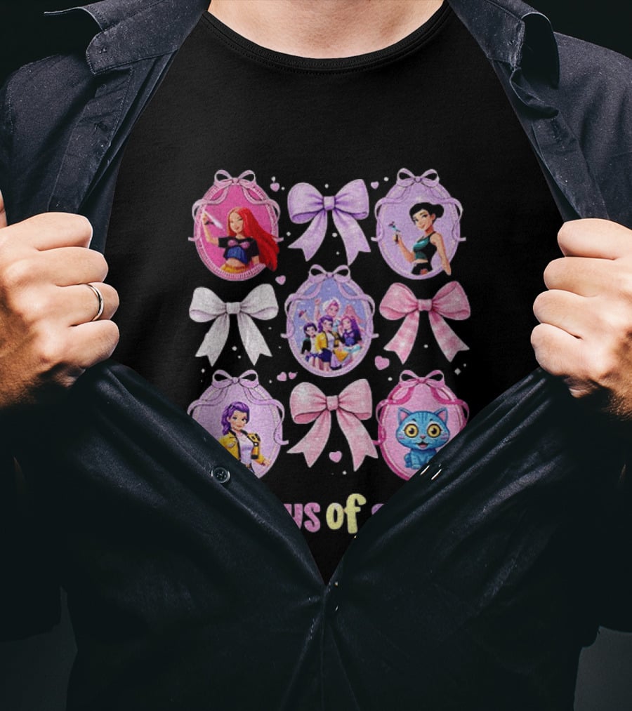 100 Days Of School Girls Bands Hunter Saja Bows And Characters T-Shirt
