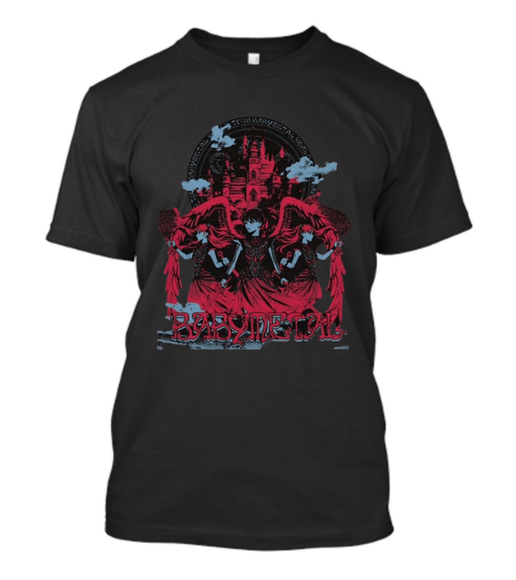 Babymetal Kingslayer Team Babymetal Corps Red Gothic Angels And Castle T-Shirt