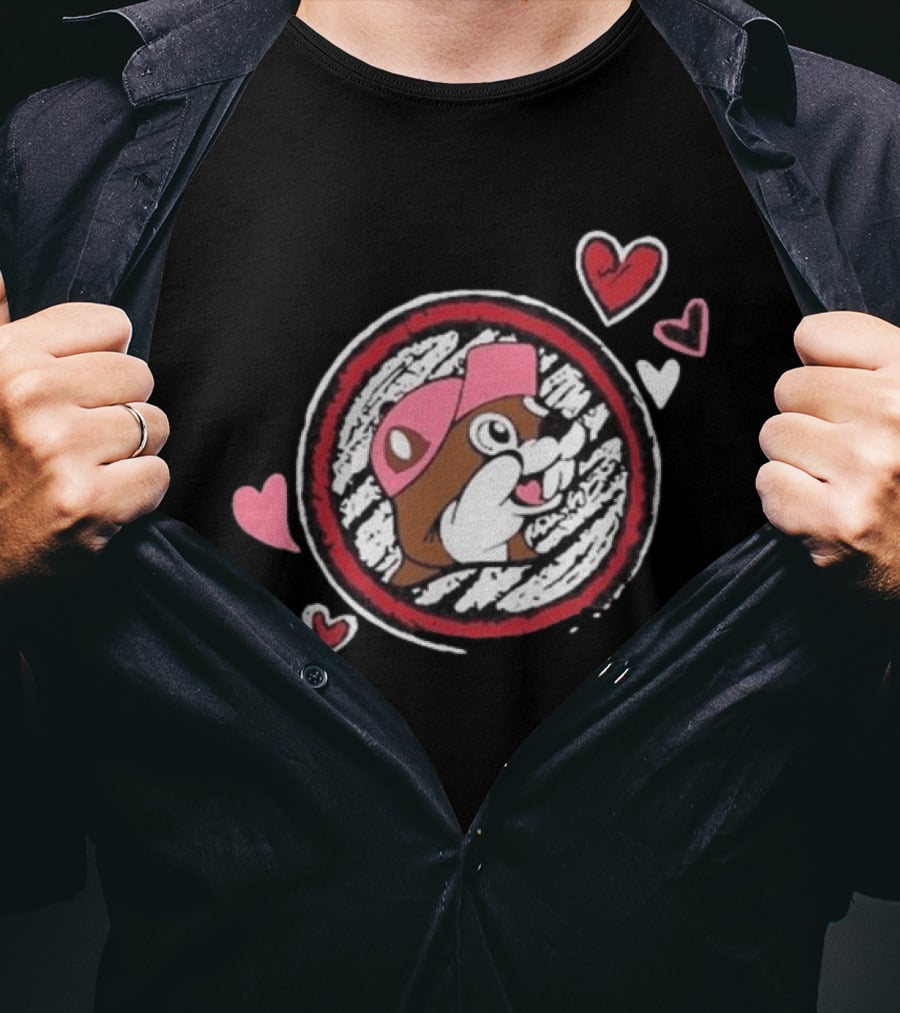 Buc Ee's Valentine's Beaver With Hearts And Cap T-Shirt