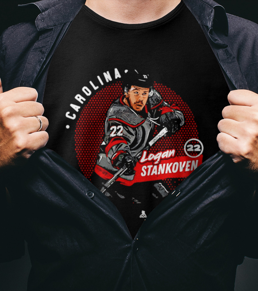 Logan Stankoven 22 Carolina Hurricanes Hockey Player Dots T-Shirt