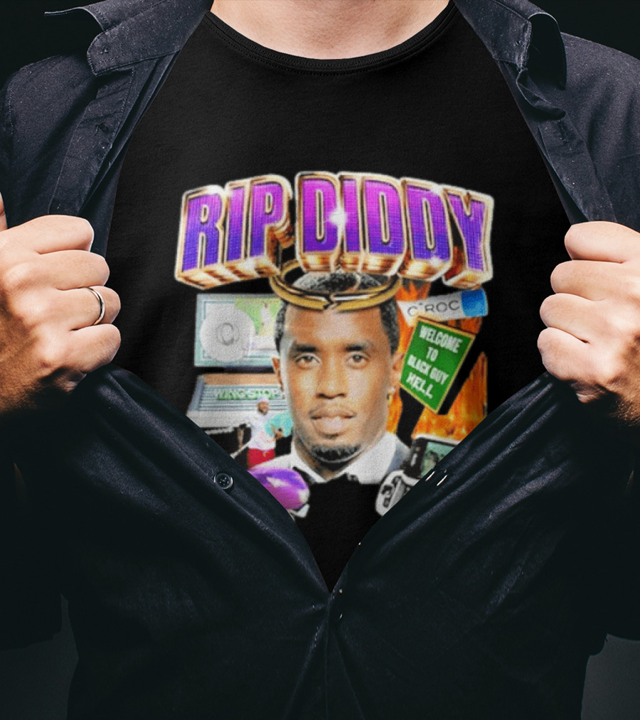 Sam Hyde Rip Diddy Welcome To Black Guy Hell Ciroc Wings 09 Typewriter T-Shirt