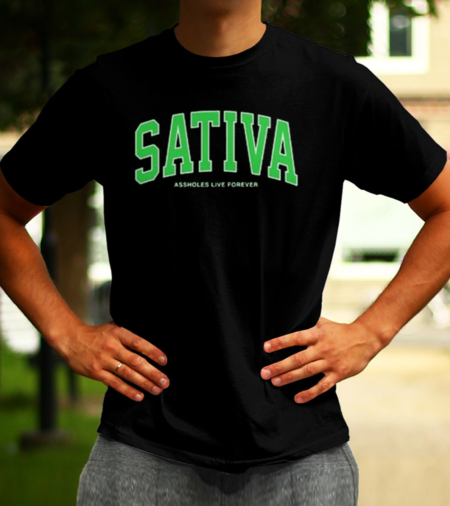 Sativa Assholes Live Forever Bold Arch Lettering T-Shirt