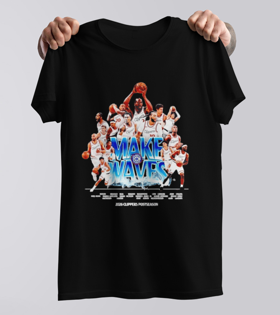 Make Waves Los Angeles Clippers NBA Basketball 2026 Players T-Shirt