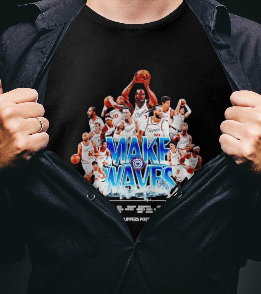 Make Waves Los Angeles Clippers NBA Basketball 2026 Players T-Shirt