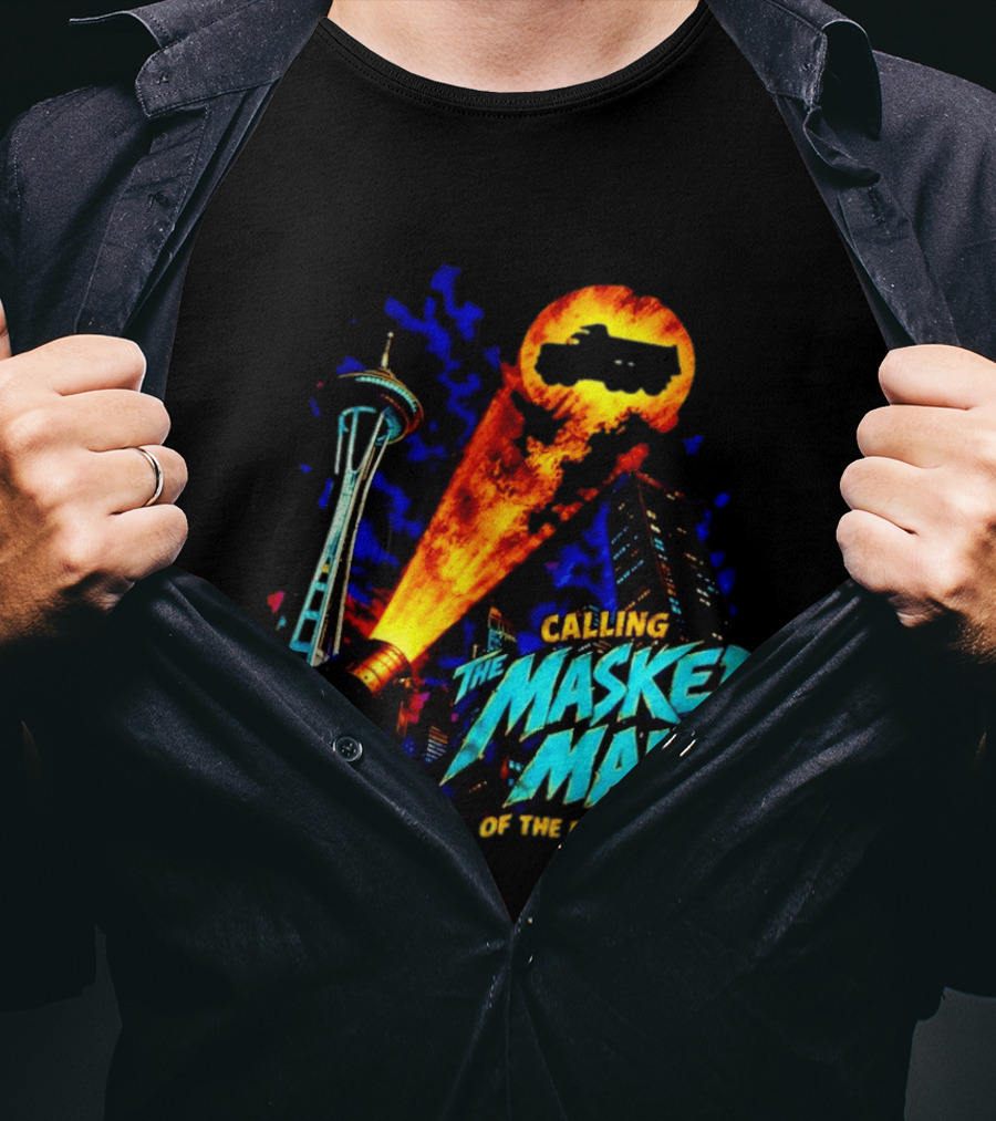 Calling The Masked Man Emerald City Space Needle T-Shirt