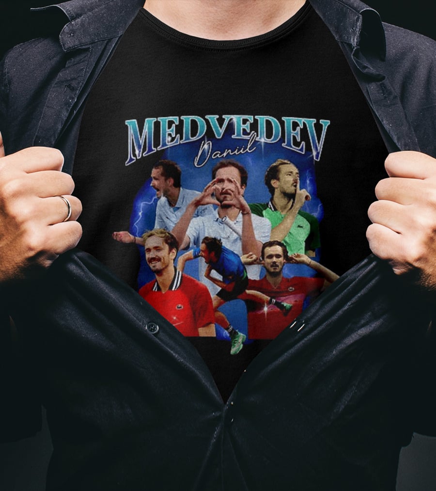 Medvedev Daniil Tennis Champion Dynamic Action Montage T-Shirt