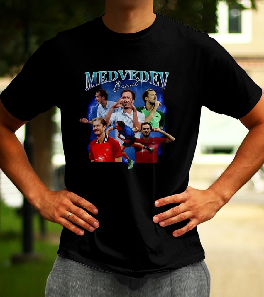 Medvedev Daniil Tennis Champion Dynamic Action Montage T-Shirt