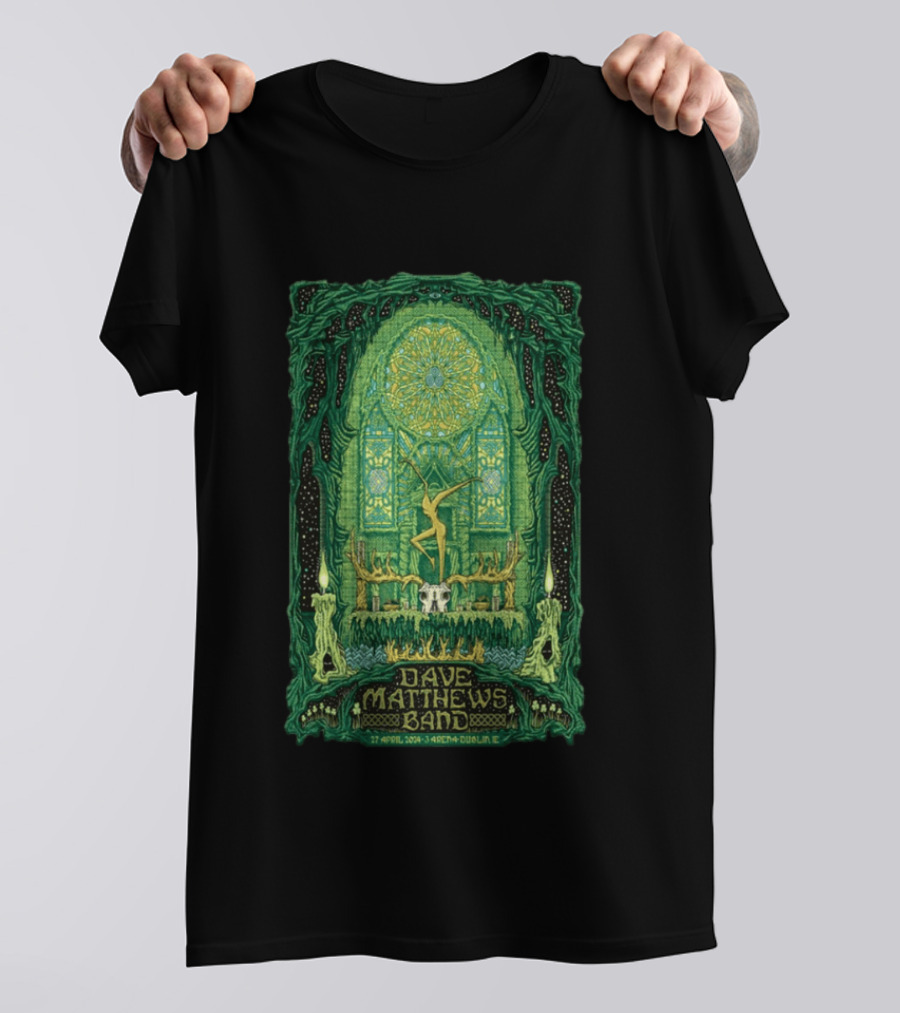Dave Matthews Band 27 April 2024 3Arena Dublin IE Concert Art With Celtic And Candle T-Shirt
