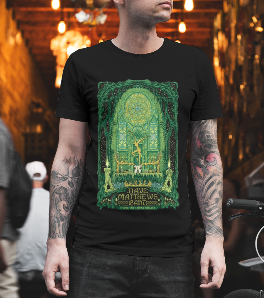 Dave Matthews Band 27 April 2024 3Arena Dublin IE Concert Art With Celtic And Candle T-Shirt