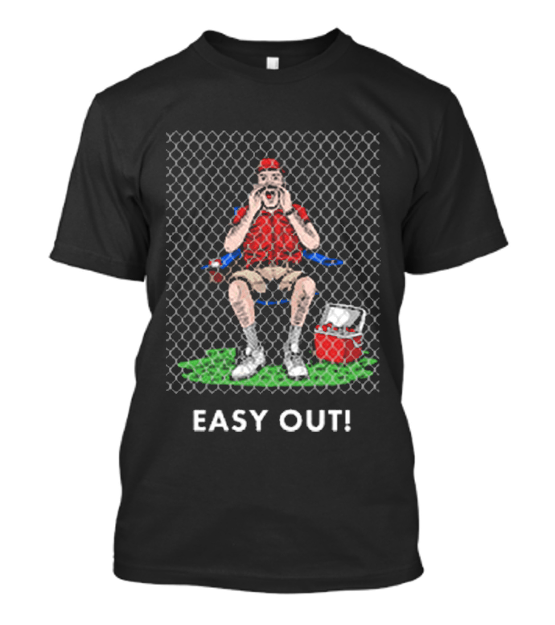 Easy Out Umpire Sitting Behind Chain Link Fence T-Shirt