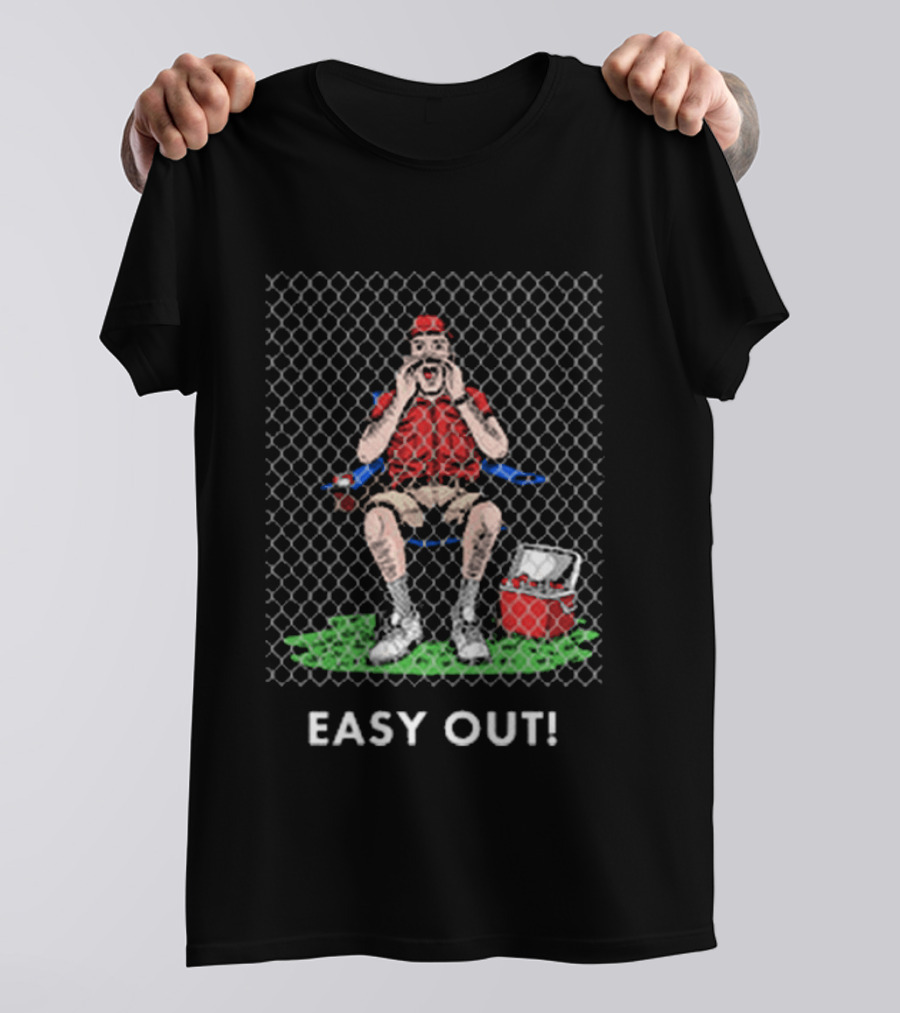 Easy Out Umpire Sitting Behind Chain Link Fence T-Shirt
