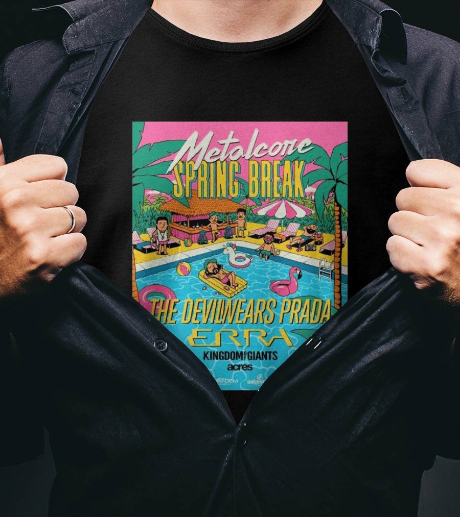 Metalcore Spring Break The Devil Wears Prada ERRA Kingdom Of Giants Acres Tour 2025 T-Shirt