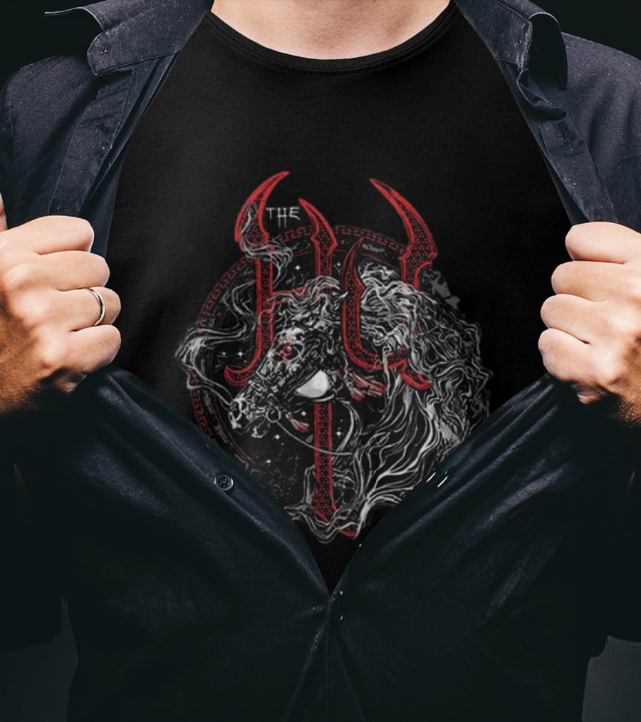 The Hu Mongolian Horse Charcoal Mythical Beast Symbolism T-Shirt