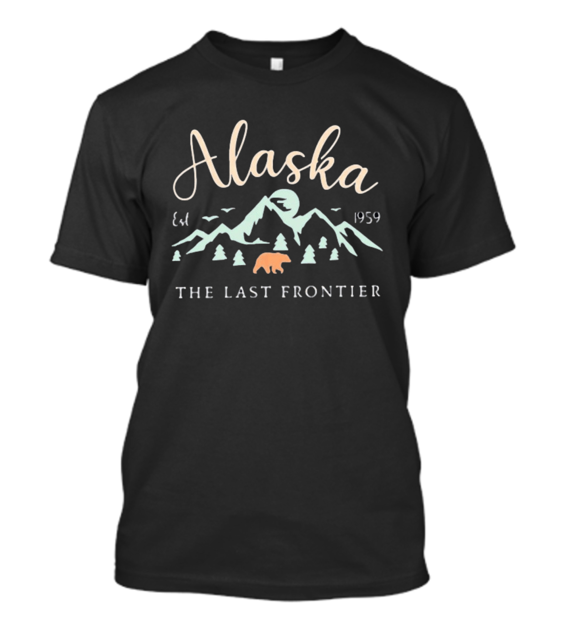 Alaska The Last Frontier Est 1959 Mountain Bear Scene T-Shirt