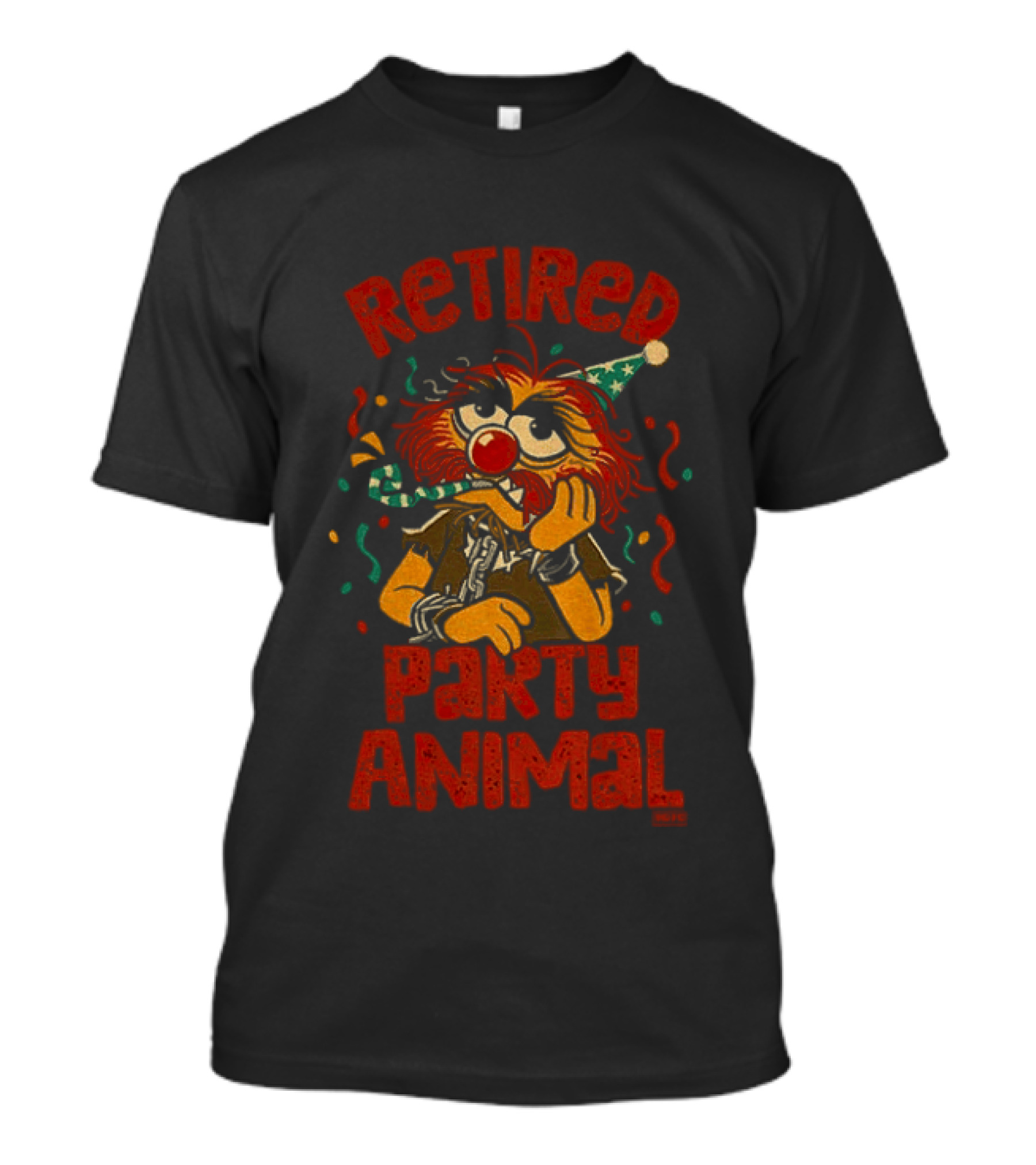 Retired Party Animal With Birthday Hat And Confetti T-Shirt