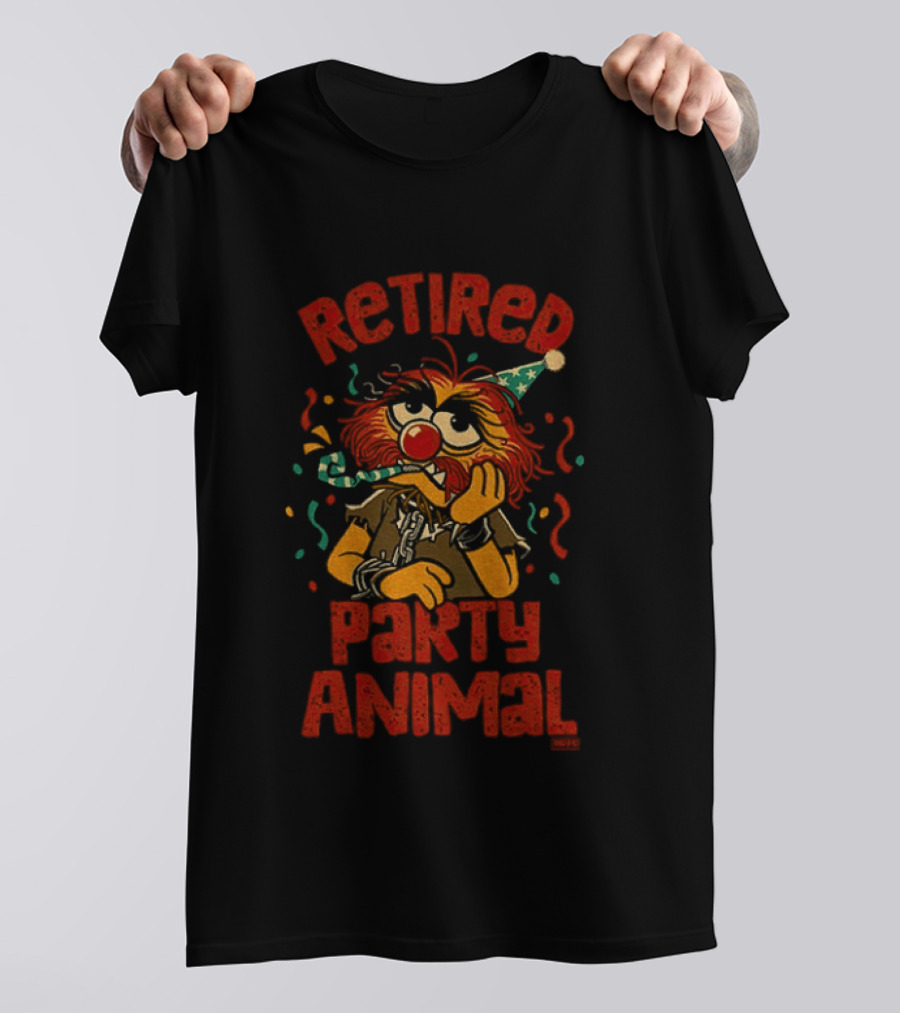 Retired Party Animal With Birthday Hat And Confetti T-Shirt