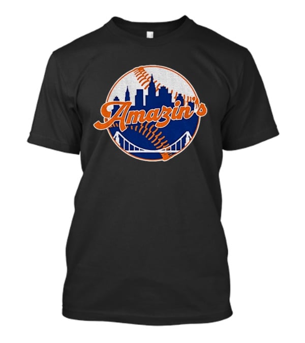 New York Mets Amazin's Skyline Baseball Bridge T-Shirt