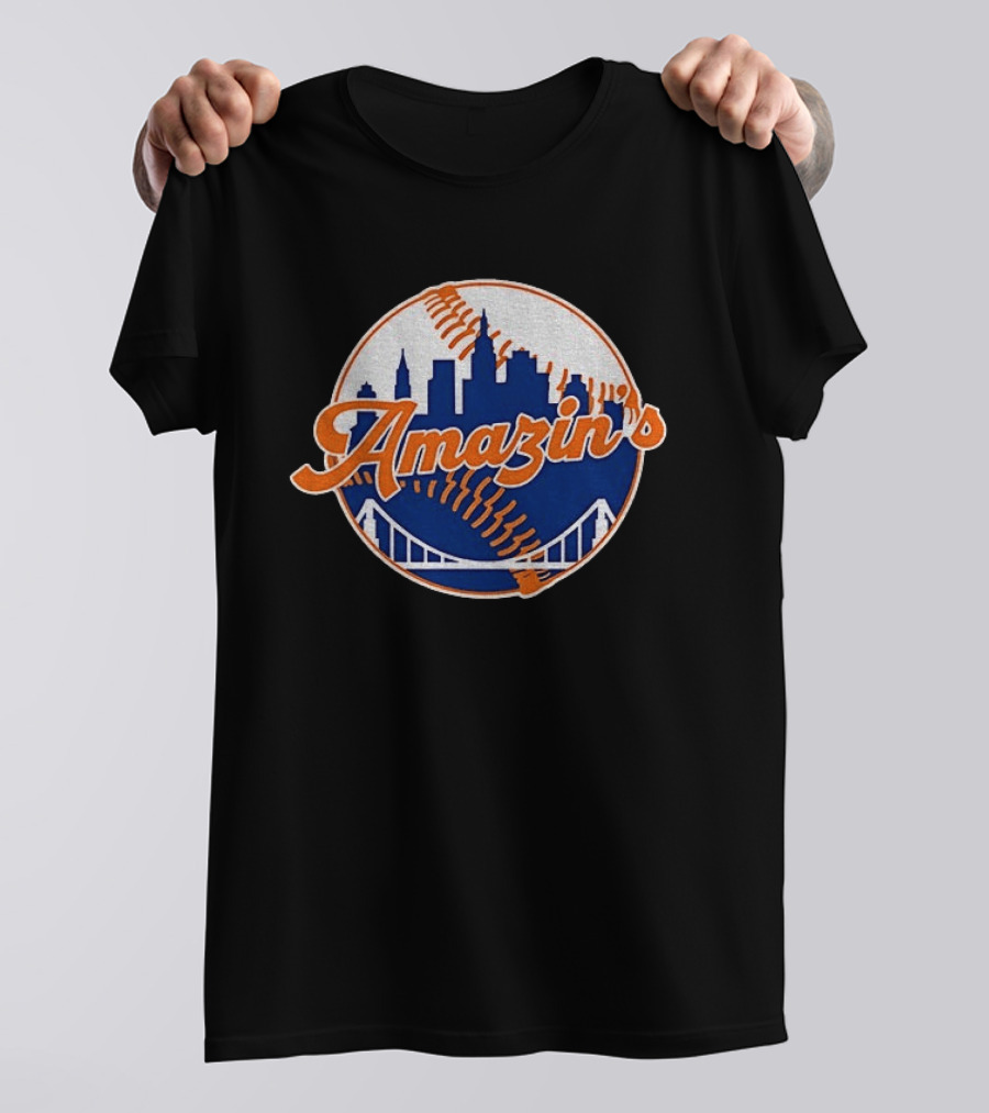 New York Mets Amazin's Skyline Baseball Bridge T-Shirt