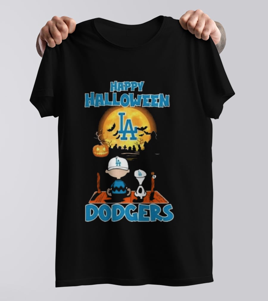 Happy Halloween Los Angeles Dodgers Peanuts Snoopy Charlie Brown T-Shirt