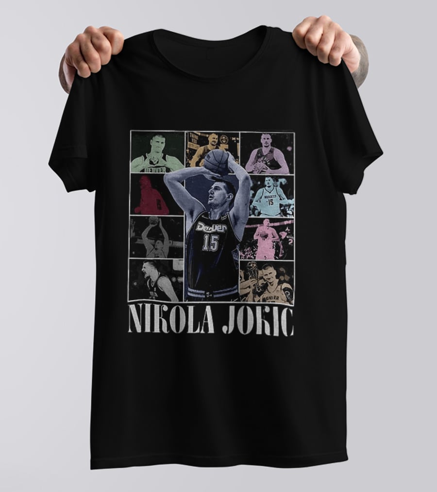 Nikola Jokic Denver Nuggets Basketball Collage T-Shirt