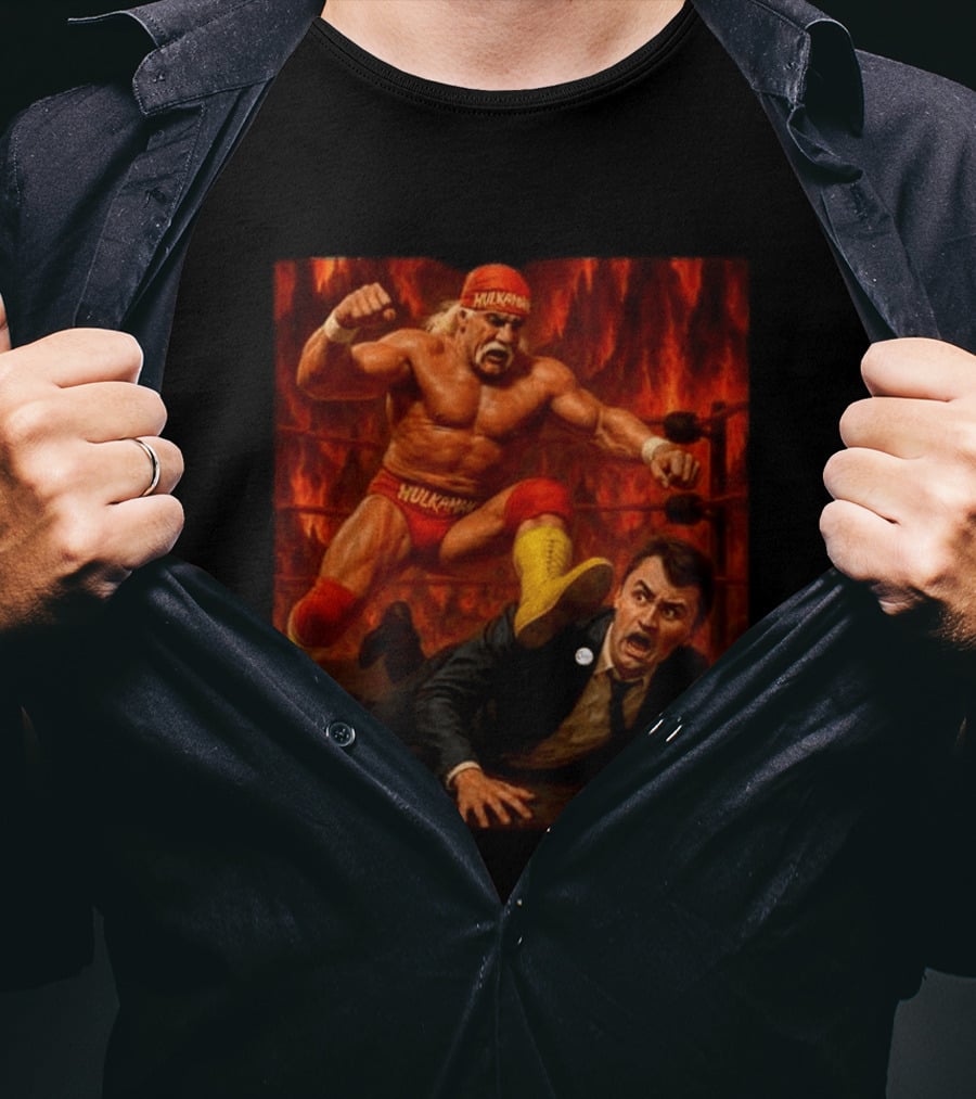 Hulk Hogan Hulkamania Vs Charlie Kirk Wrestling Meme Image T-Shirt