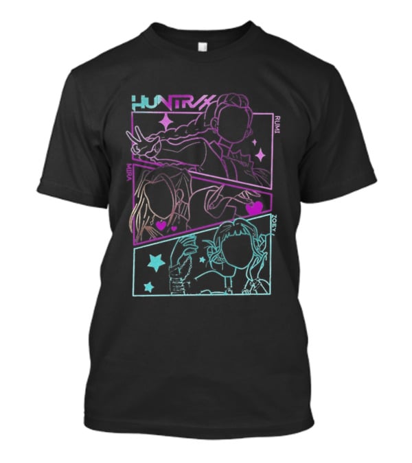 Huntrix Girls Kpop Demon Hunters Neon Manga T-Shirt