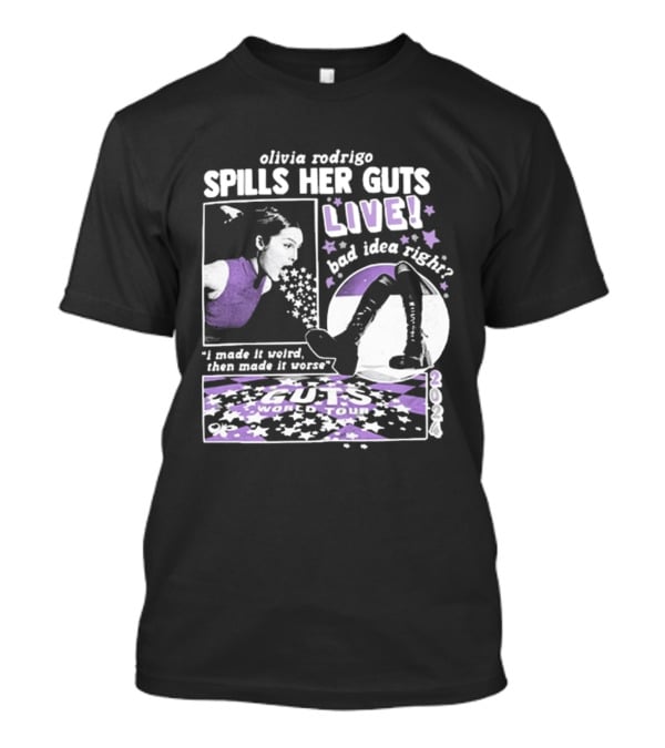 Olivia Rodrigo Spills Her Guts Live World Tour 2023 Bad Idea Right? T-Shirt