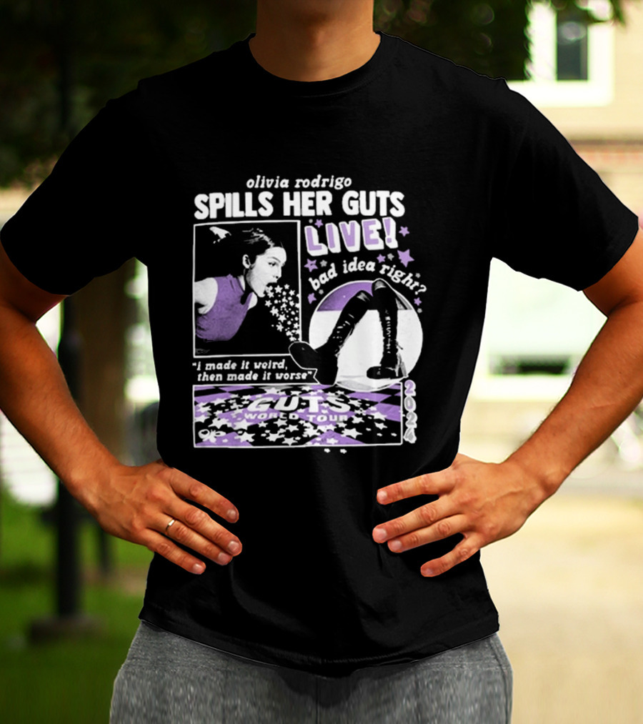 Olivia Rodrigo Spills Her Guts Live World Tour 2023 Bad Idea Right? T-Shirt