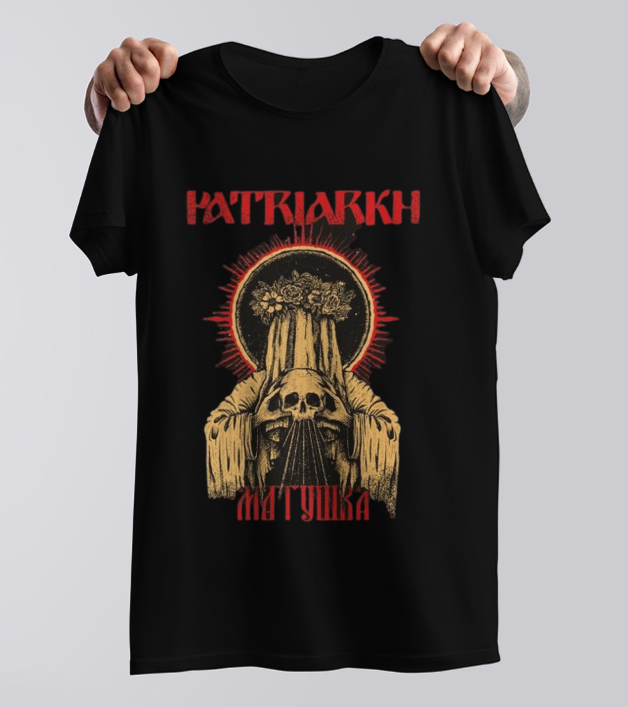 Patriarkh Matushka Skeleton Halo Floral Hooded Figure T-Shirt