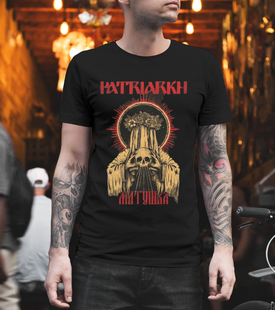 Patriarkh Matushka Skeleton Halo Floral Hooded Figure T-Shirt