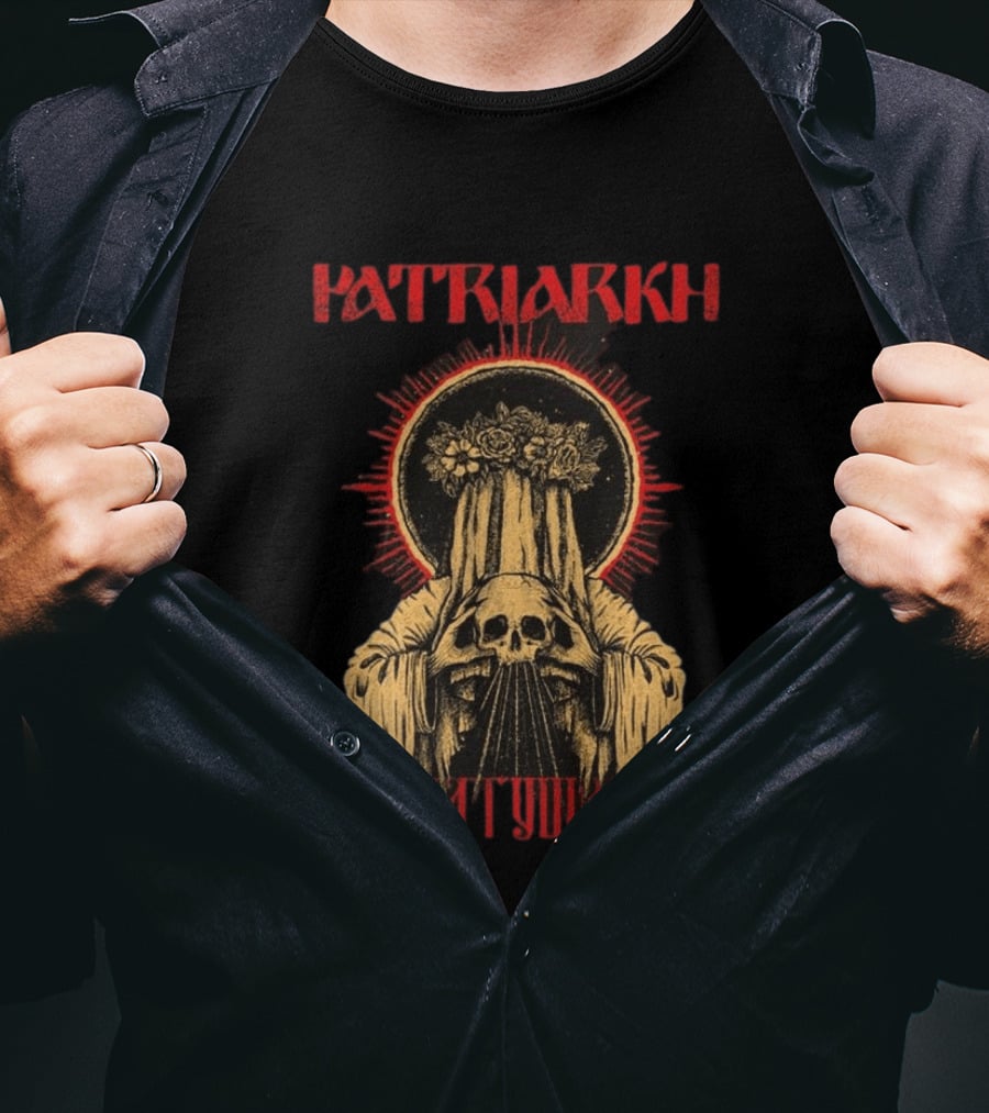 Patriarkh Matushka Skeleton Halo Floral Hooded Figure T-Shirt
