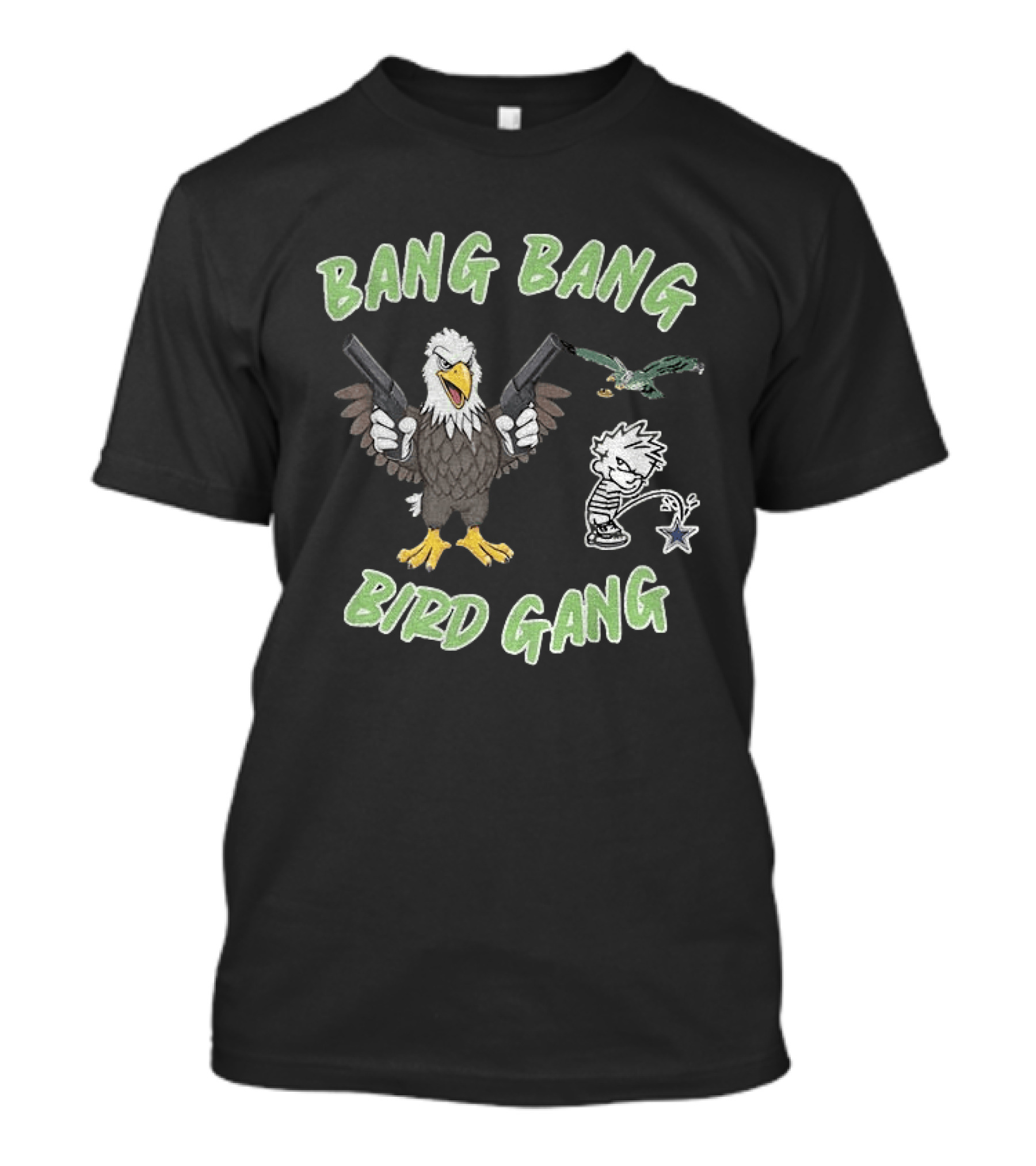 Bang Bang Bird Gang Eagle Guns Calvin Peeing Star T-Shirt