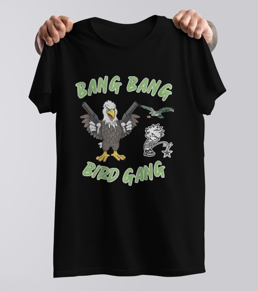 Bang Bang Bird Gang Eagle Guns Calvin Peeing Star T-Shirt