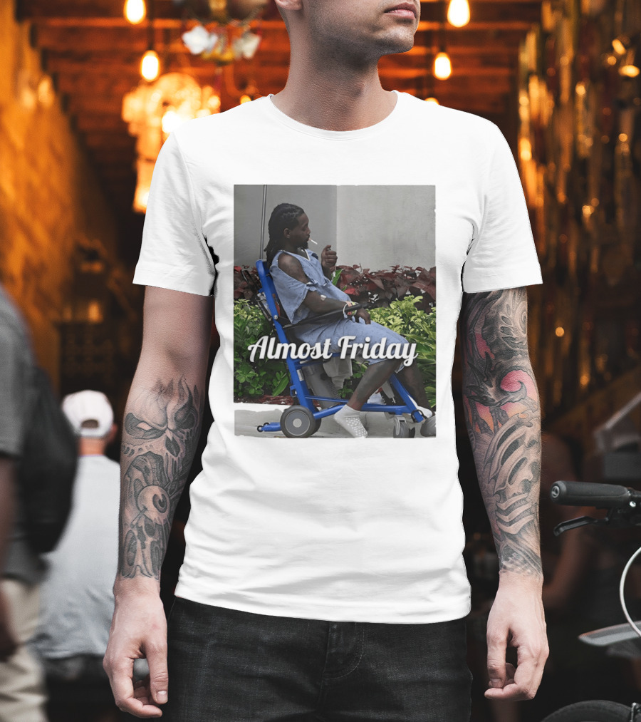 Almost Friday Offset Cigarette Wheelchair Vibes T-Shirt