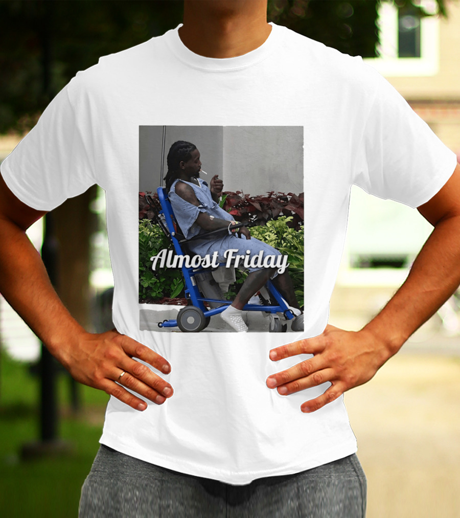Almost Friday Offset Cigarette Wheelchair Vibes T-Shirt