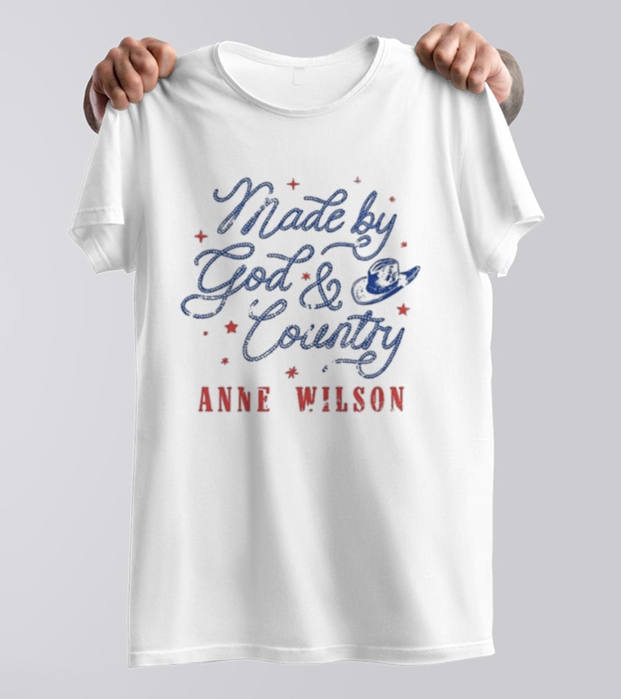 Anne Wilson Made By God And Country Red And Blue Stars T-Shirt