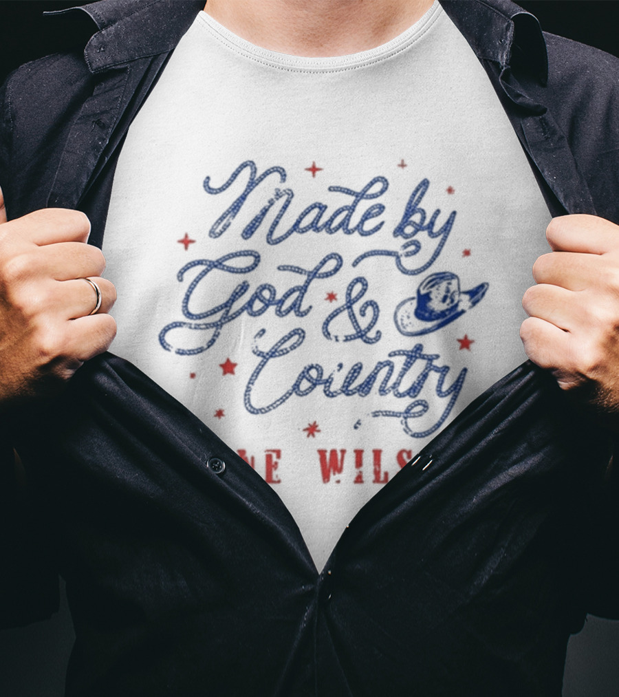 Anne Wilson Made By God And Country Red And Blue Stars T-Shirt
