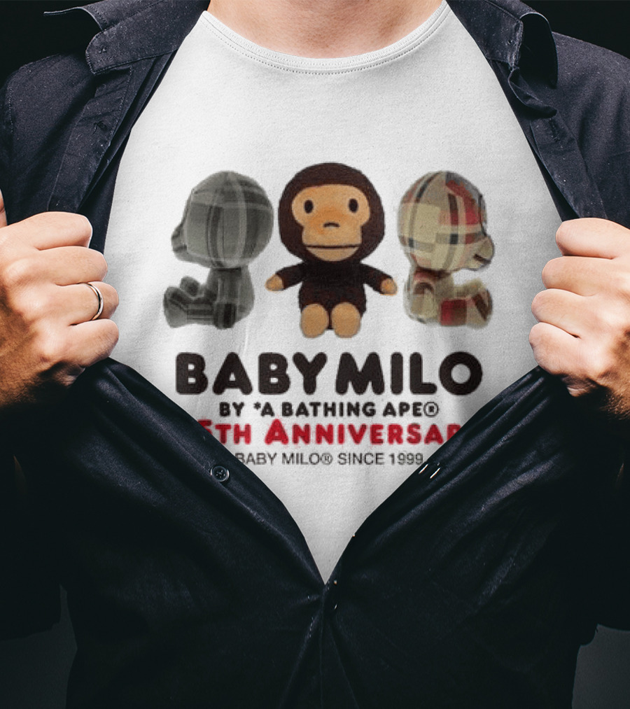 Baby Milo By A Bathing Ape 25th Anniversary Since 1999 Plush Trio T-Shirt