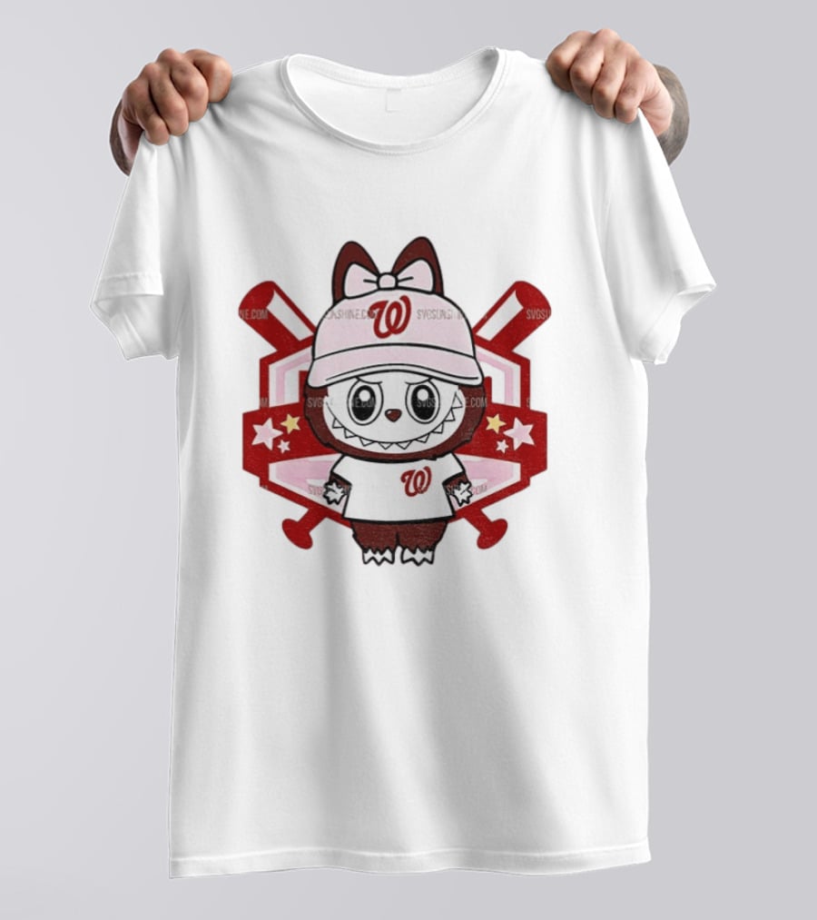 Baseball Girl Labubu Washington Nationals 2025 MLB Team Fan T-Shirt