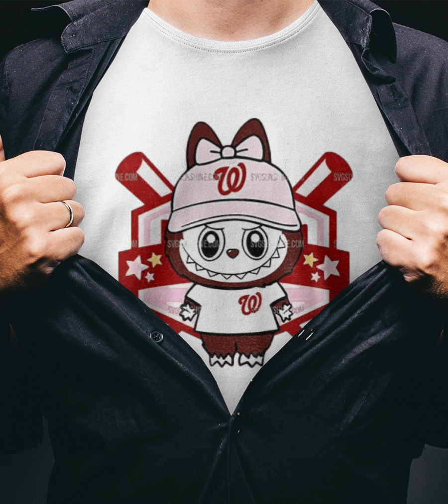 Baseball Girl Labubu Washington Nationals 2025 MLB Team Fan T-Shirt