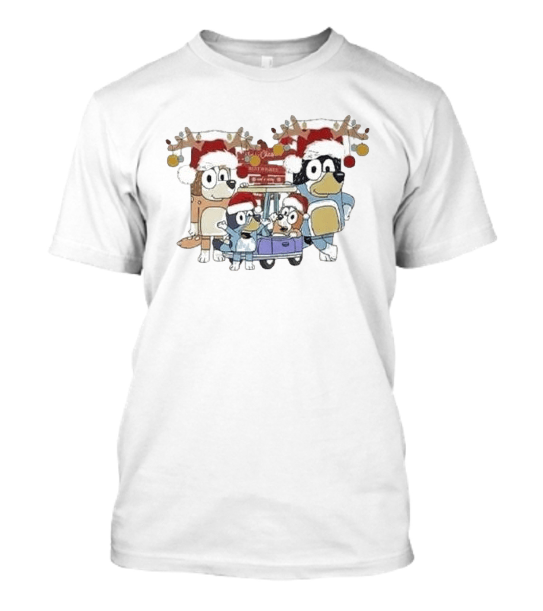 Bluey Family Christmas Santa Hats Merry Xmas 2024 T-Shirt