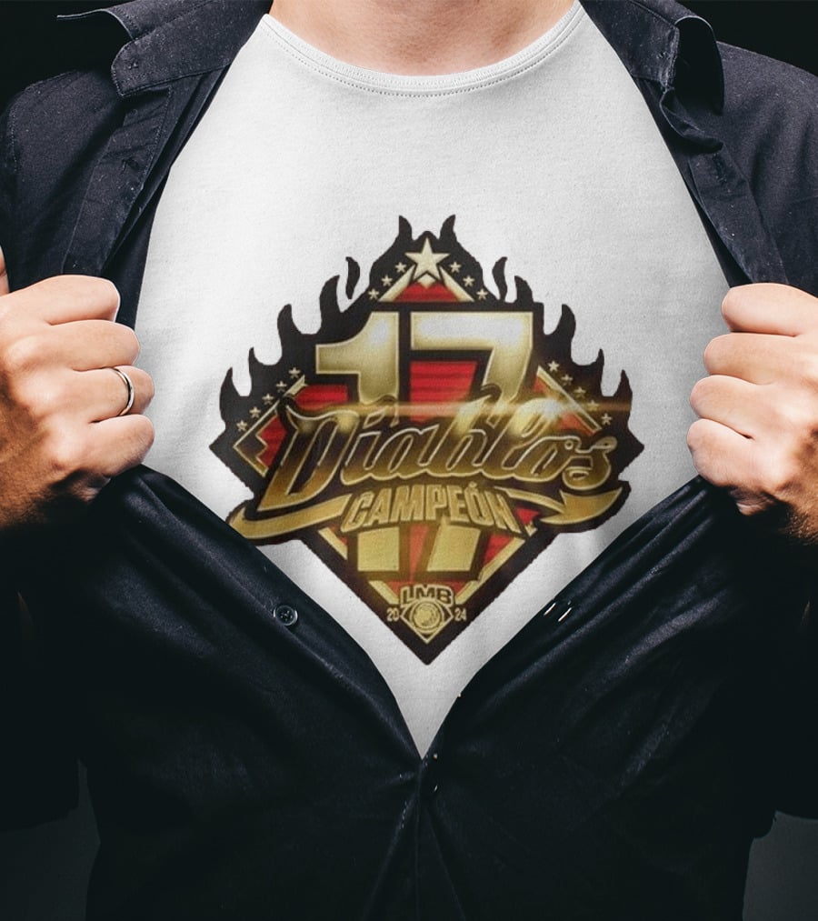 Diablos Rojos Del Mexico 17 Campeon LMB Serie Del Rey 2024 T-Shirt