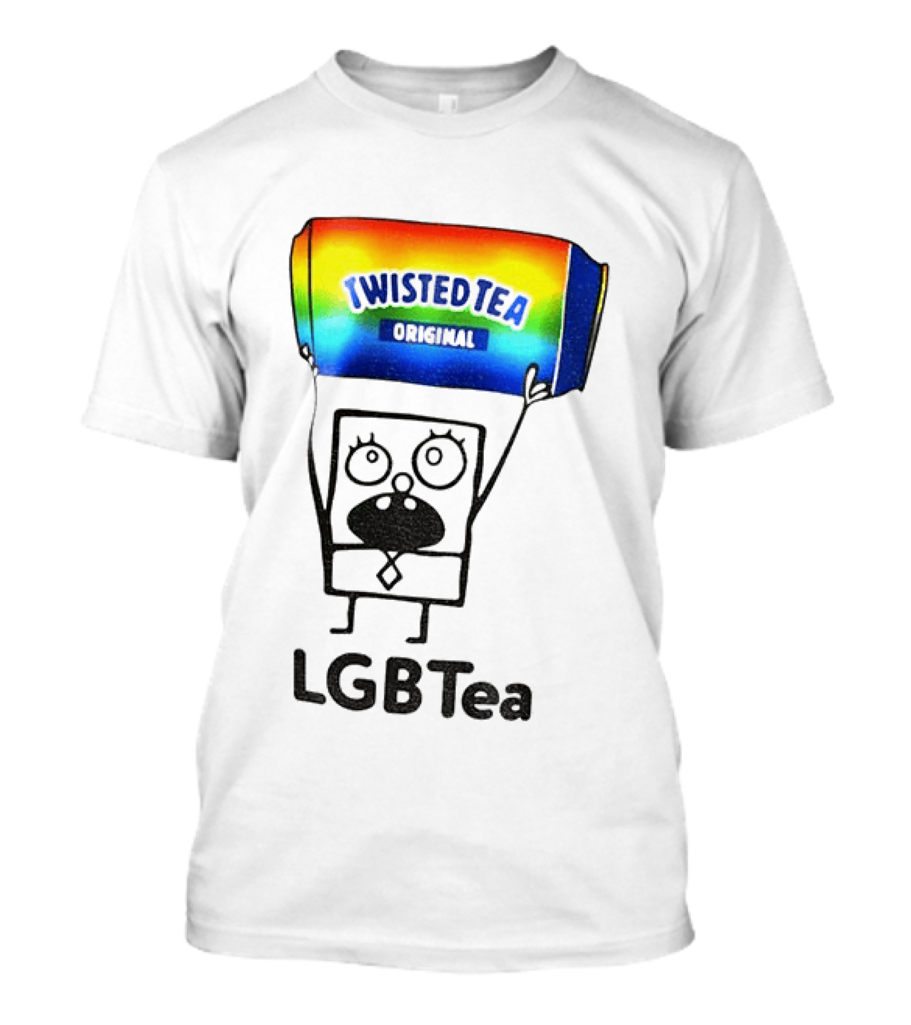 Doodlebob Holding Rainbow Twisted Tea Original LGBTea Pride LGBTQ+ T-Shirt