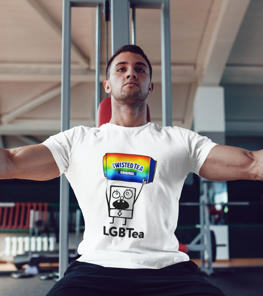 Doodlebob Holding Rainbow Twisted Tea Original LGBTea Pride LGBTQ+ T-Shirt