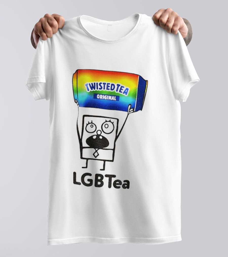 Doodlebob Holding Rainbow Twisted Tea Original LGBTea Pride LGBTQ+ T-Shirt