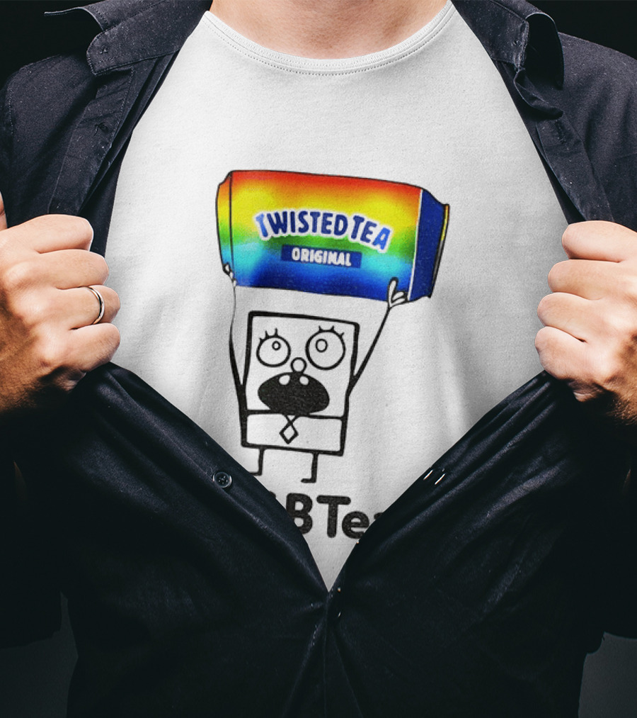 Doodlebob Holding Rainbow Twisted Tea Original LGBTea Pride LGBTQ+ T-Shirt