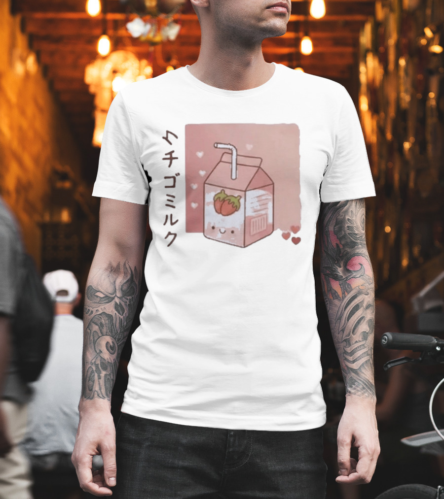 Strawberry Milk Kawaii Cartoon Fight Or Flight Lucas Reyes T-Shirt