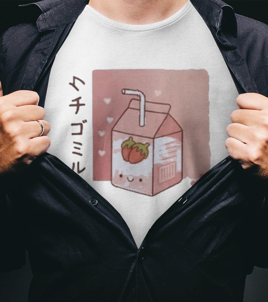Strawberry Milk Kawaii Cartoon Fight Or Flight Lucas Reyes T-Shirt