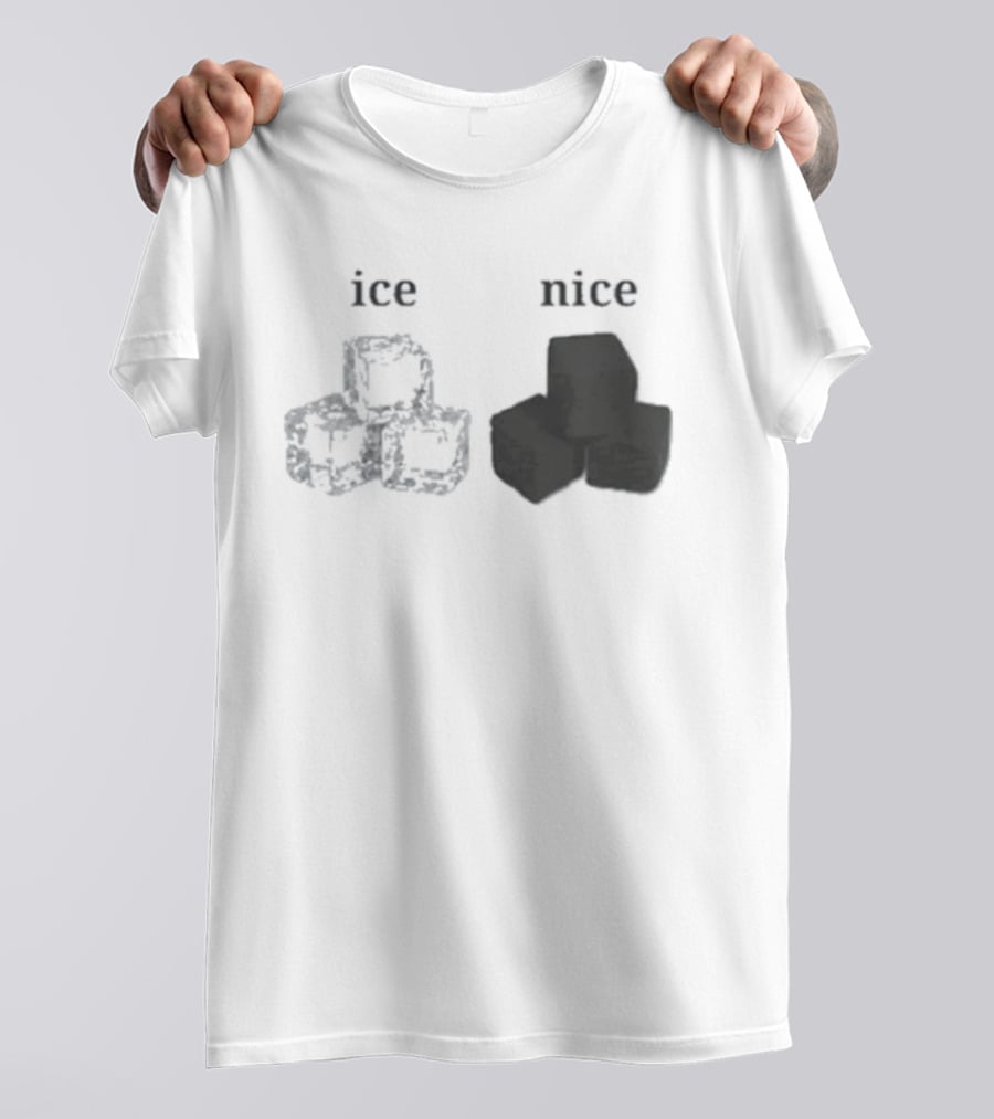 Ice Vs Nice Cubes Playful Word T-Shirt