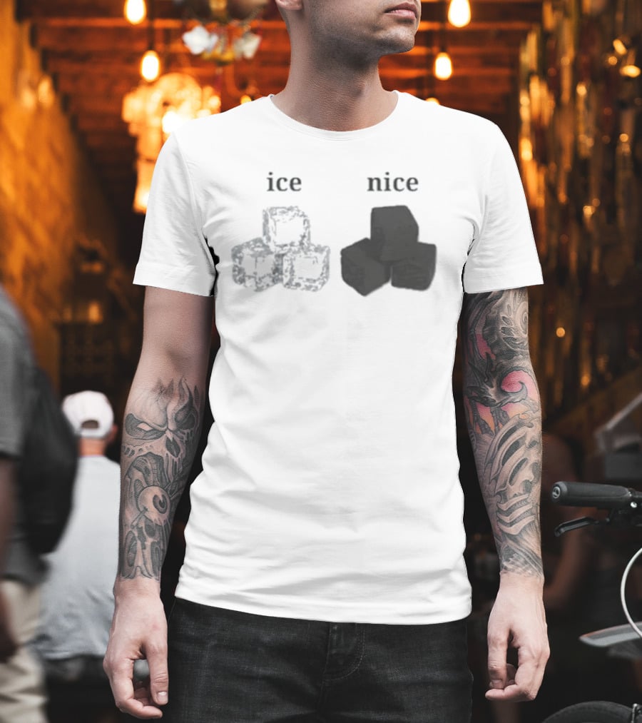 Ice Vs Nice Cubes Playful Word T-Shirt